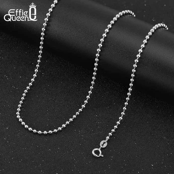 Effie Queen Genuine 925 Sterling Silver Ball Beads Chain Necklace for Women Fashion Basic Link Chain Party Jewelry SC24