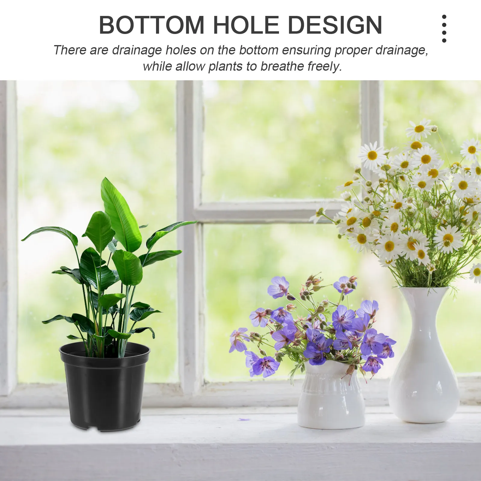 20Pcs Plastic Plant Nursery Pots for Indoor Decoration and Seedling Growth Lightweight Flexible Drainage Holes Reusable Planting