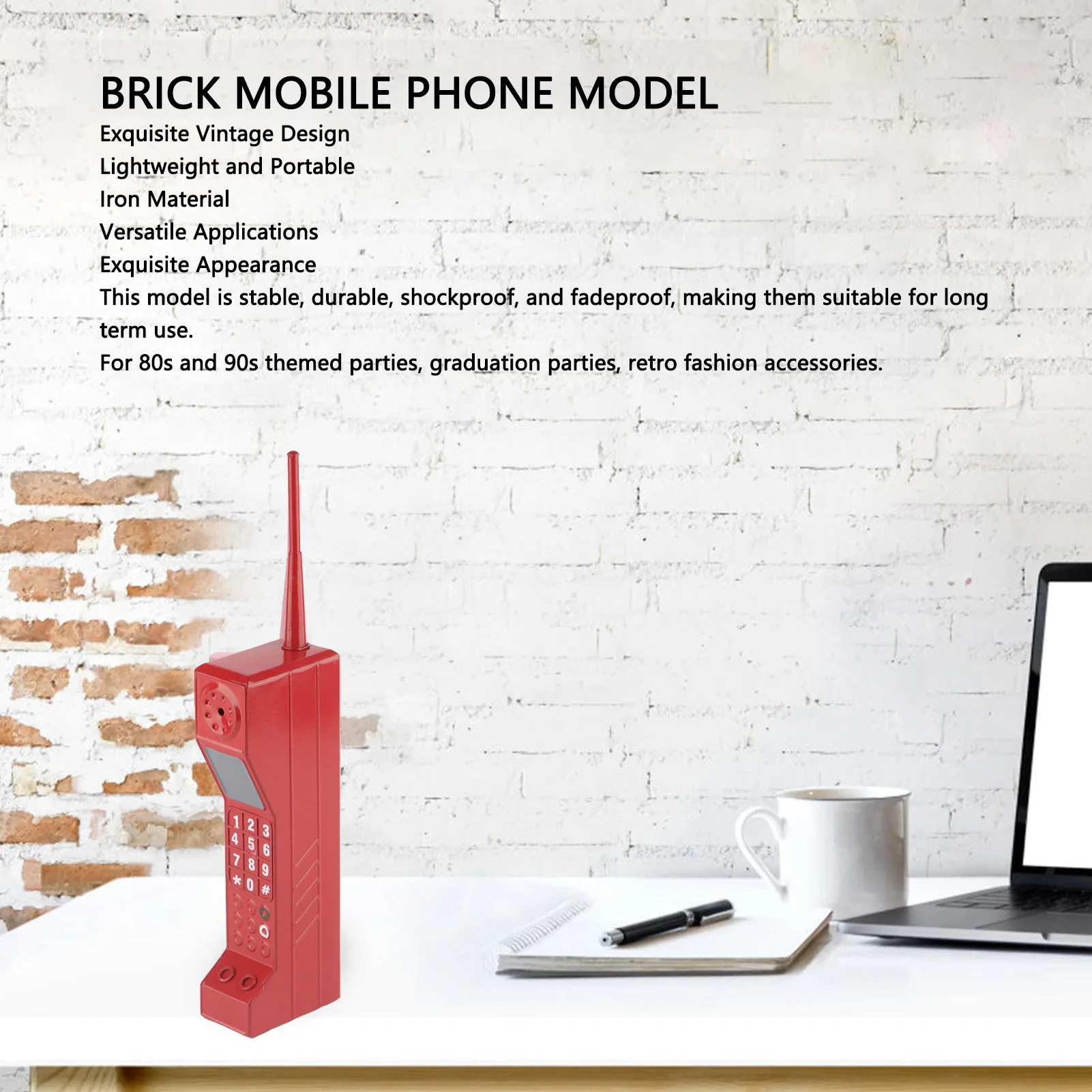 ZK30 Brick Mobile Phone Model Vintage Cell Phone Prop Old Fashioned Simulation Photographic Props Stylized Ornaments Red