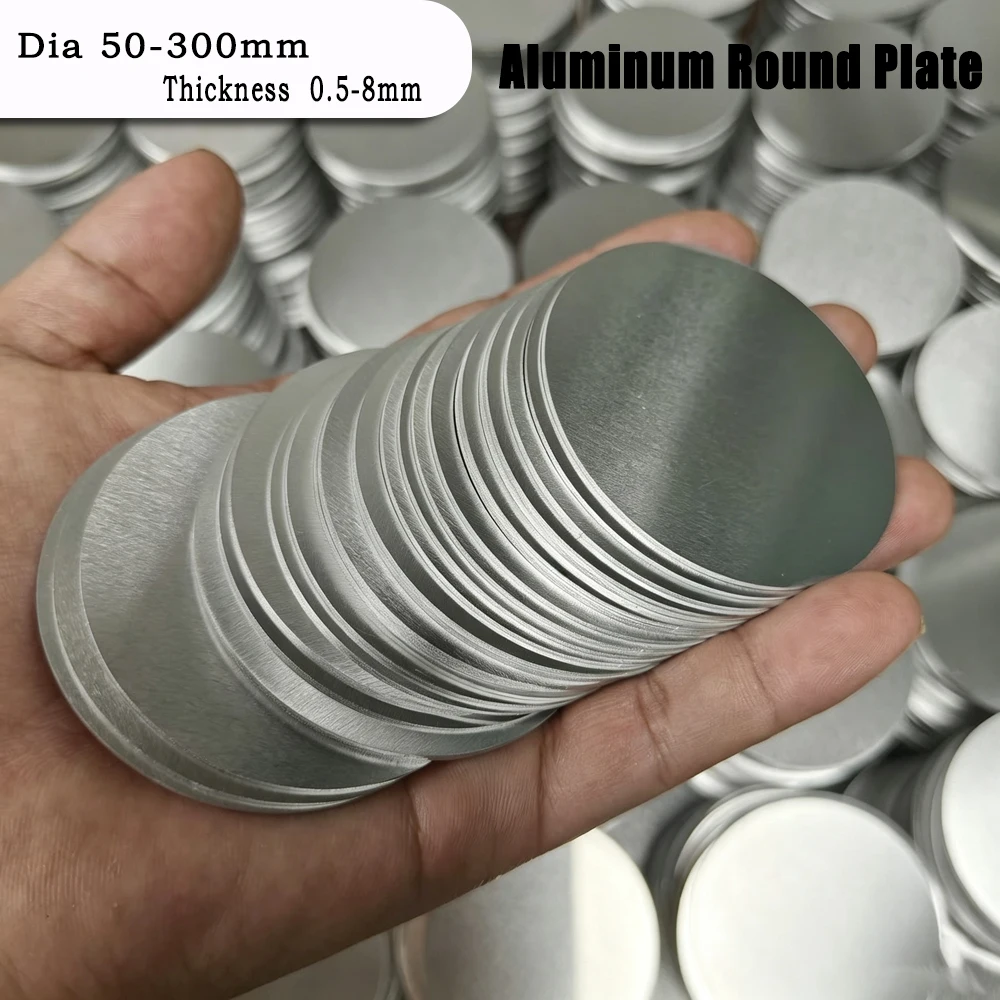 1060 Aluminum Round Plate Sheet Thickness 0.5/0.8/1/1.2/1.5/2/3/5/8/10mm Circular Aluminum Disc Dia 50-300mm DIY Customizable