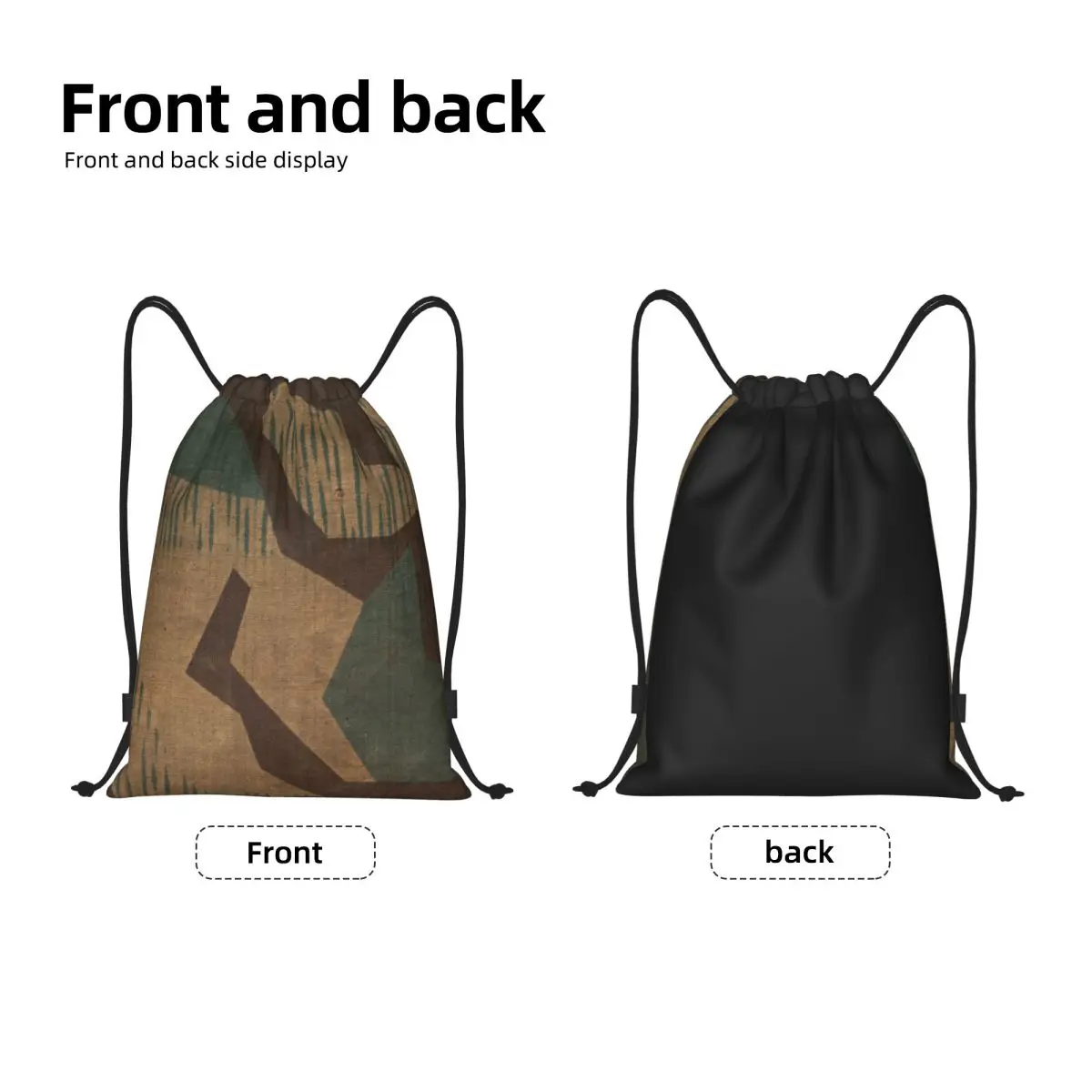 Splintertarn German WW2 Camouflage Drawstring Backpack Sports Gym Bag for Men Women Tactical Camo Shopping Sackpack