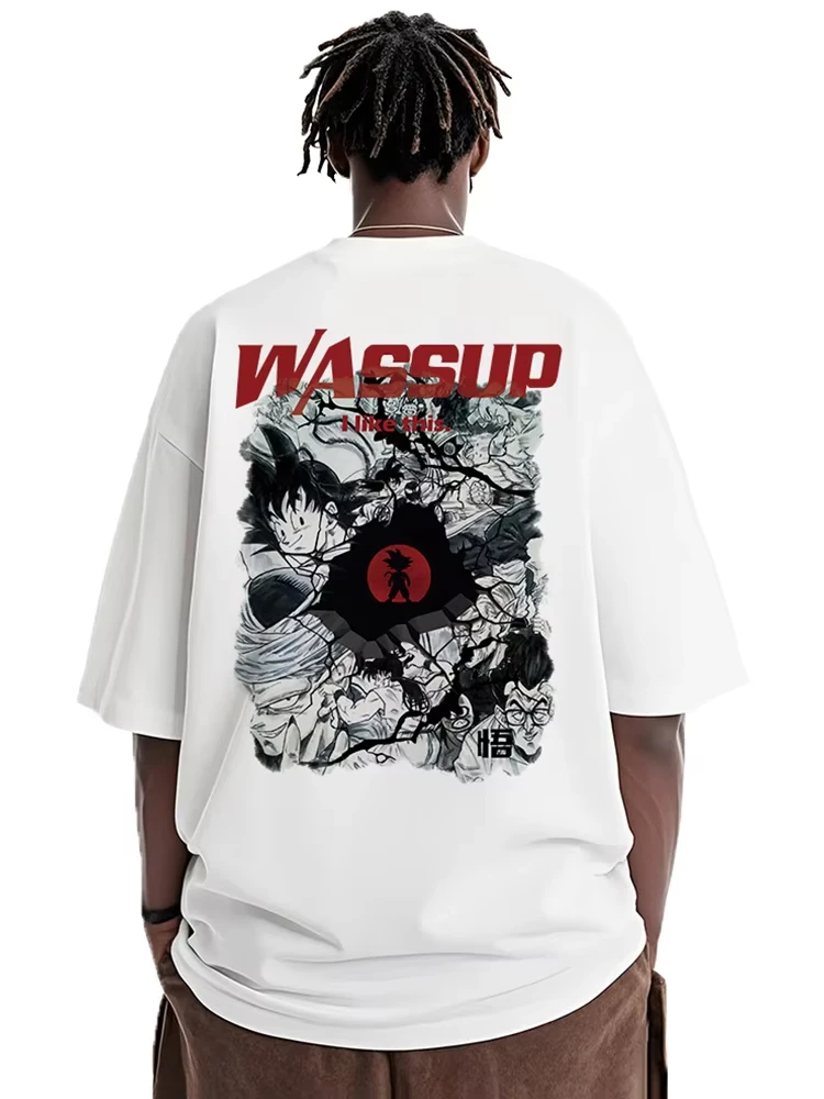 

Tide brand Dragon Ball joint American high street printing short-sleeved men's summer new loose Streetwear for All Seasons