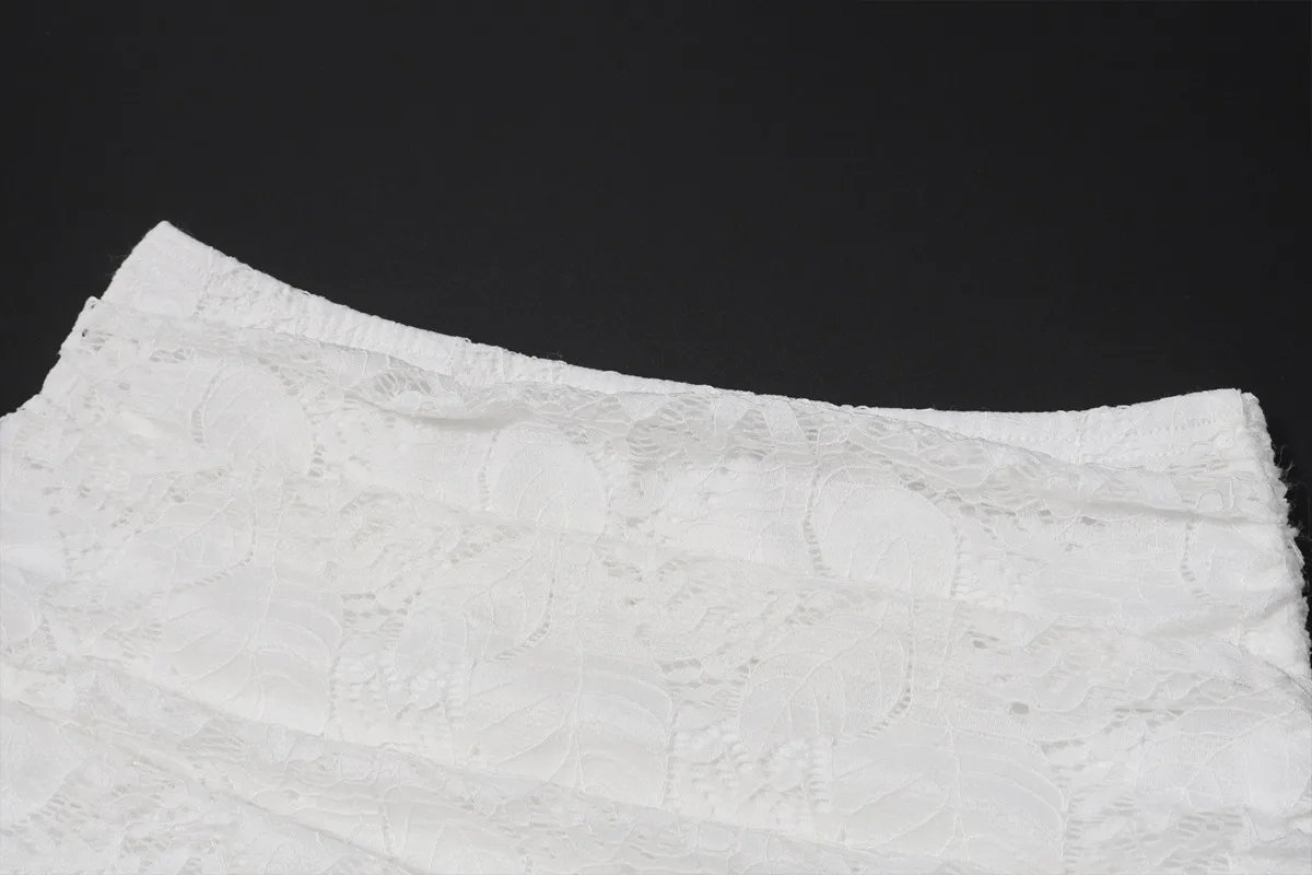 Women Elegant Sexy White Lace 2 Piece Set Lapel Slash Neck Off Shoulder Long Sleeve Crop Tops + Ruched Mermaid Maxi Skirts Suits