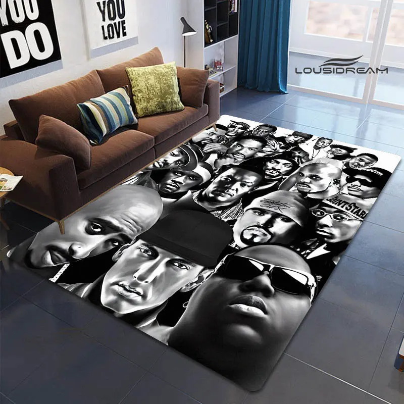 

2PAC hip -hop singer retro printed carpet living room bedroom non -slip carpet photography prop birthday gift