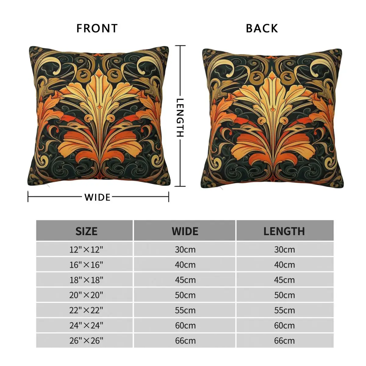 Art Nouveau Floral Nature Plant Pillowcase Polyester Linen Velvet Pattern Zip Decor Car Cushion Cover 18