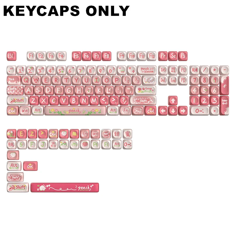 134 Keys Peach PBT MOA Keycaps Five-sided Dye-Sublimated Keycap Set for Mx Cherry Gateron Switch Mechanical Keyboard Kit