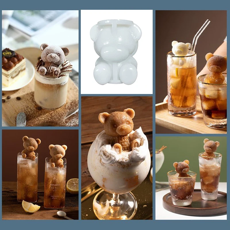 Ice Making Machine Mold Creative Teddy Bear Shape Food Grade Silicone Mold Home Diy Ice Making Mold Easy To Clean