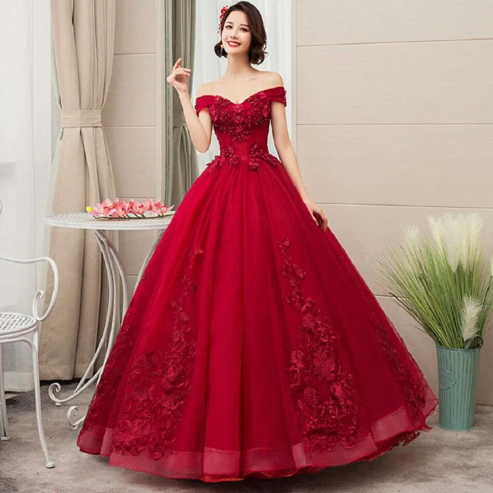 4034 Quinceanera Dresses Sweet Party Prom Dress Luxury Lace Off Shoulder Ball Gown 16 Colors Vestidos Plus Size