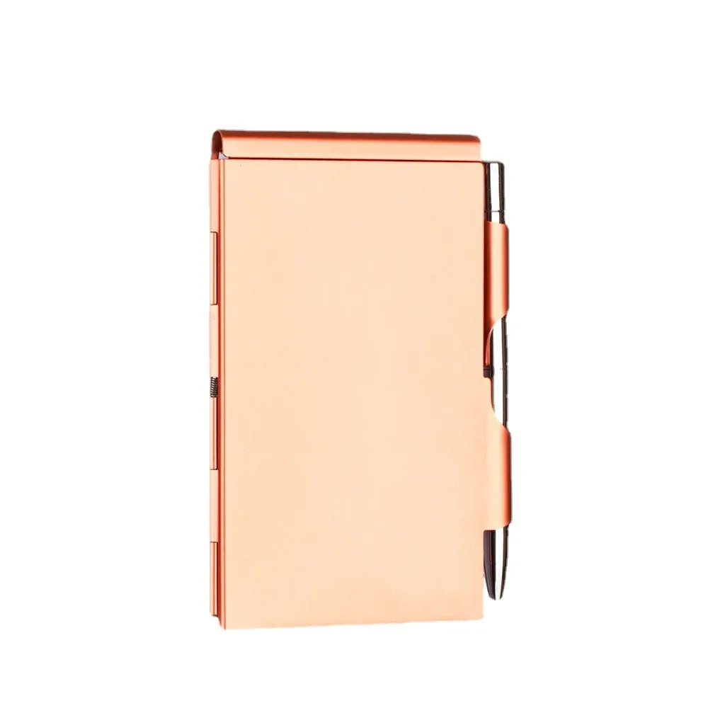 Aluminum Alloy Card Cassette with Pen Notebook Mini Metal Book Office Accessories Notebooks Pocket Business Notebooks