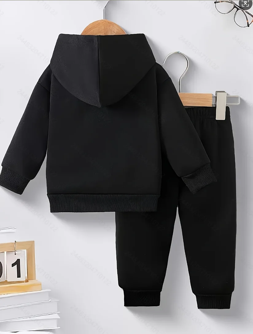 سويت شيرت من الصوف بغطاء للرأس للفتيات الصغيرات للخريف والشتاء مع سراويل طويلة رياضية غير رسمية مناسبة لحديثي الولادة في الهواء الطلق