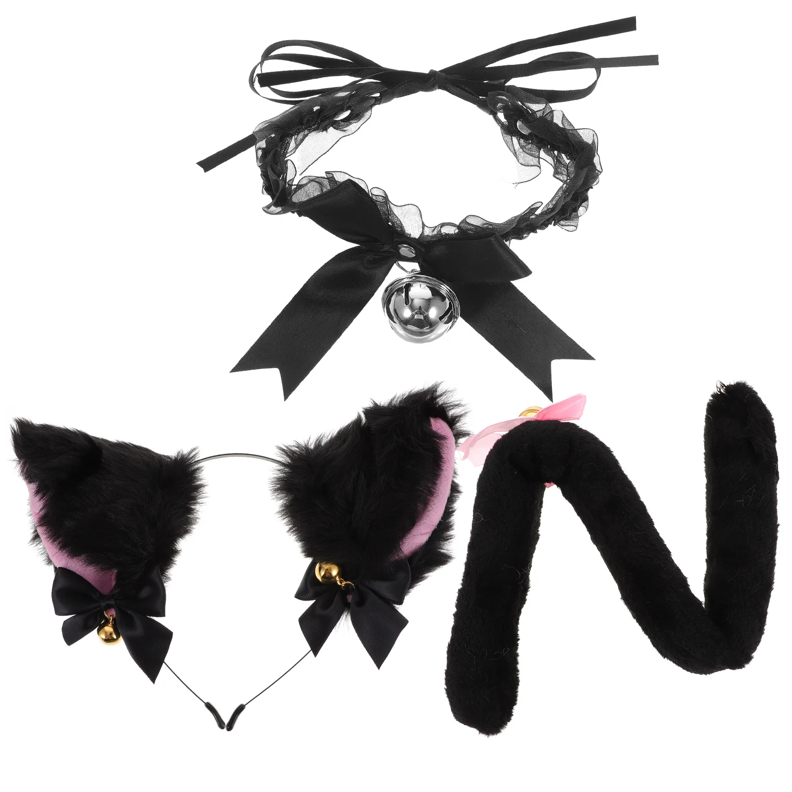 1 ensemble de bandeau oreilles de chat, ras du cou, accessoire de Costume d'animal, accessoires Photo de fête Cosplay, accessoires de spectacle de robe