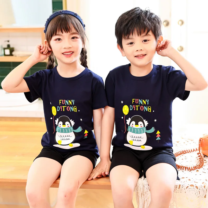 Summer clothing sets for baby cartoon cute style t shirt+pants 2pcs/set pure cotton sleeveless vest girls shirt boys shorts pant