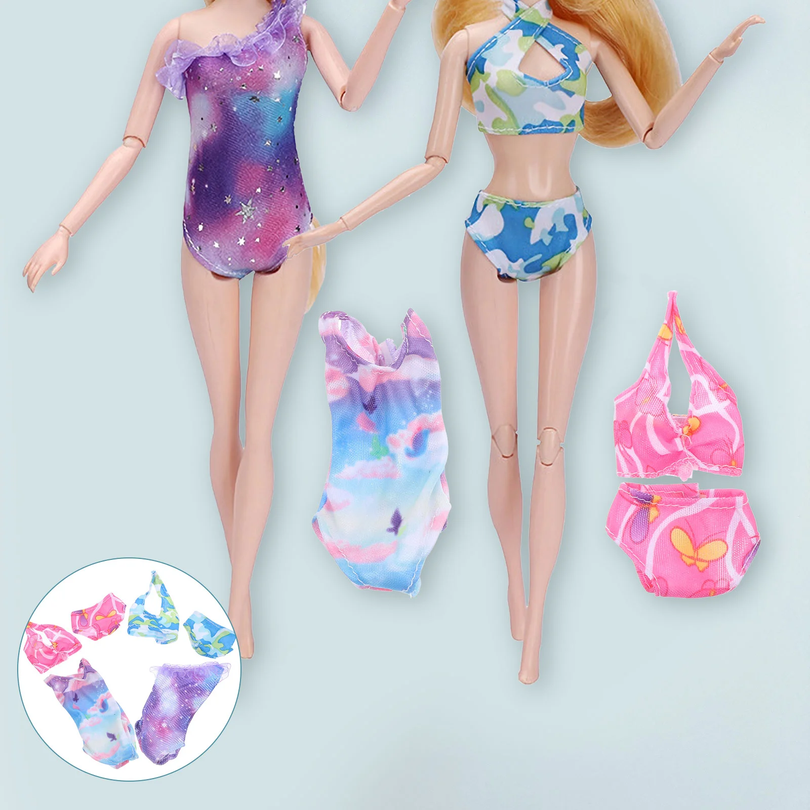 

4 Set Clothes 30cm Wearable Swimsuit Bikini Fashion Swimming DIY Dress Cartoon Costume