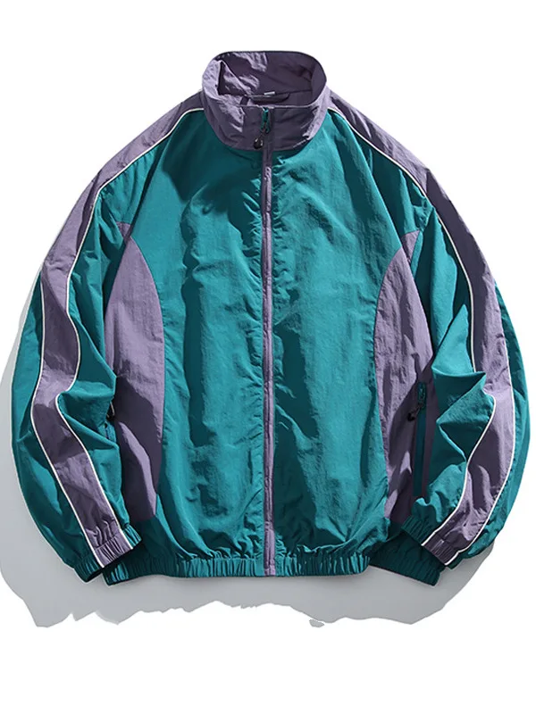 

Retro ex Outdoor Functional Windproof Stand Collar Patchwork Jaet Autumn Sports Coat Faion Urban Sle Light Corduroy