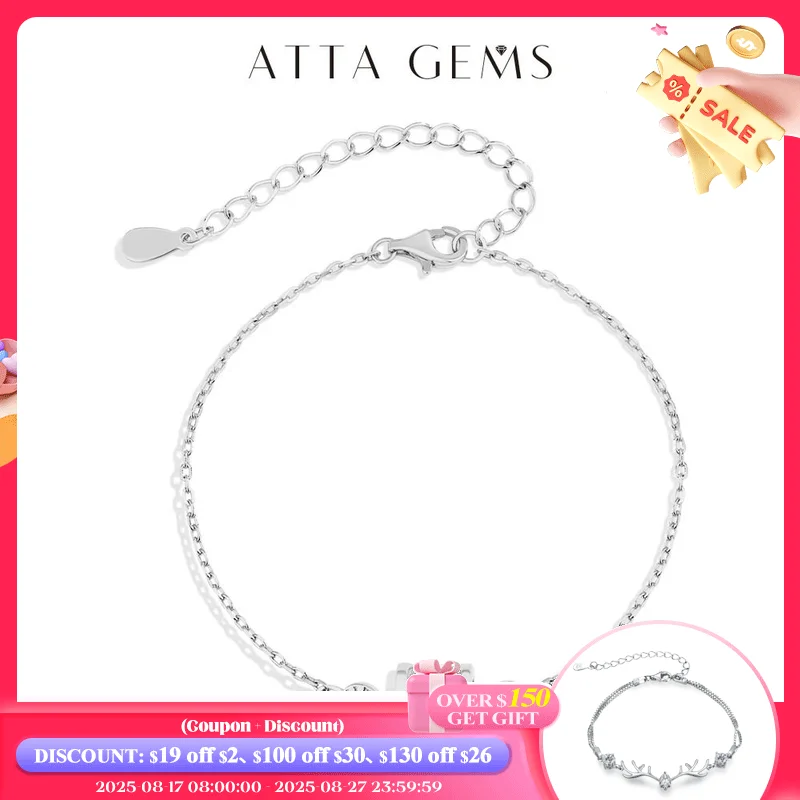 

ATTAGEMS Минималистичный браслет из муассанита для мужчин и женщин VVS1 Diamond Real S925 Серебро с круглым колесом для вечеринки, свадьбы, новогодний подарок 16 + 5