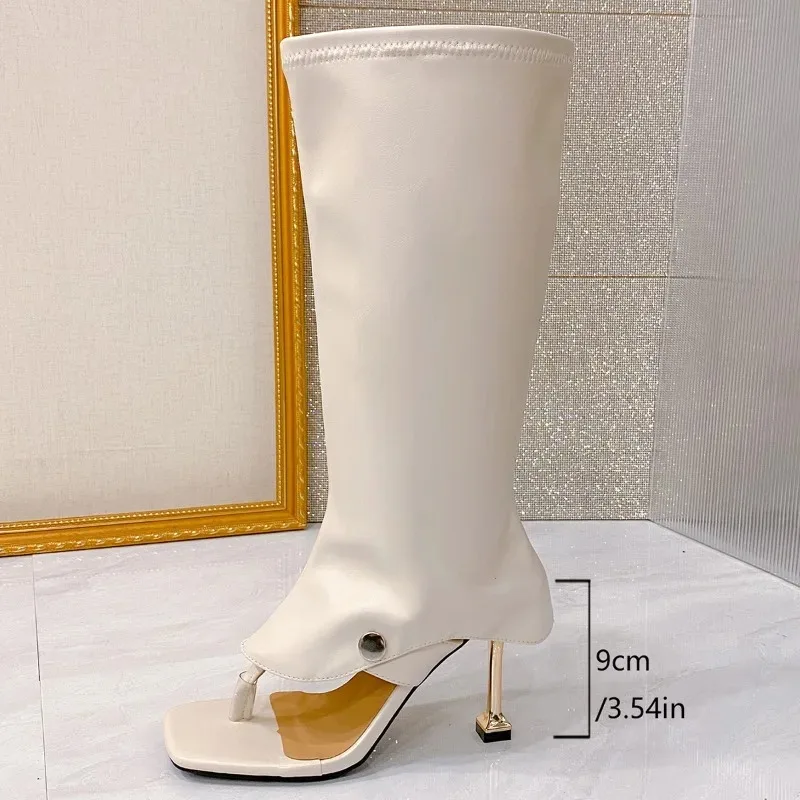 Summer New Womens Shoes Fashion Open Toe Summer Boots for Woman Exquisite High Heeled Flip Flops Designer Shoes Zapatos De Mujer - view 5