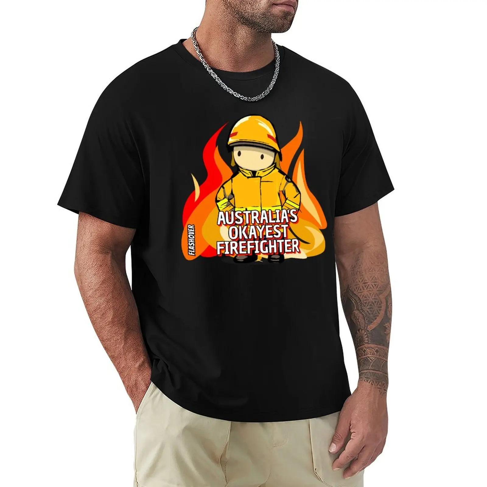 

Australia's Okayest Firefighter T-Shirt croswit shirt man graphic t shirts mens tall t shirts