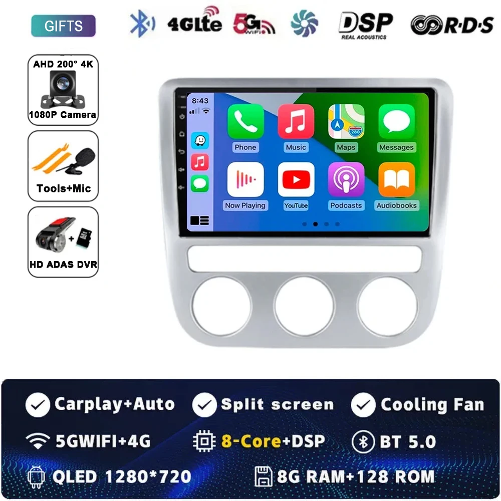 Android 15 autoradio multimedia 4G WIFI Carplay GPS navigatie voor Volkswagen VW Scirocco EOS 2009 2010 2011 2012 2013 2015 2016