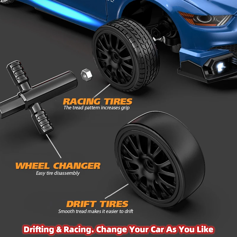 Voiture RC Drift 1:24 télécommandée 4WD 30 KM/h avec télécommande sans fil LED 3s batterie lipo adulte garçon fille cadeau de noël