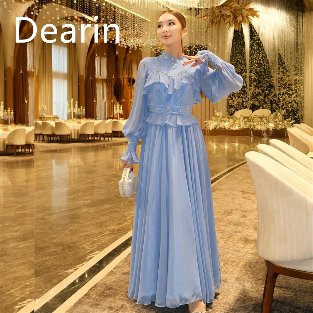 

Customized Dearin Jewel A-line Floor Length Skirts Draped Bespoke Occasion Dresses