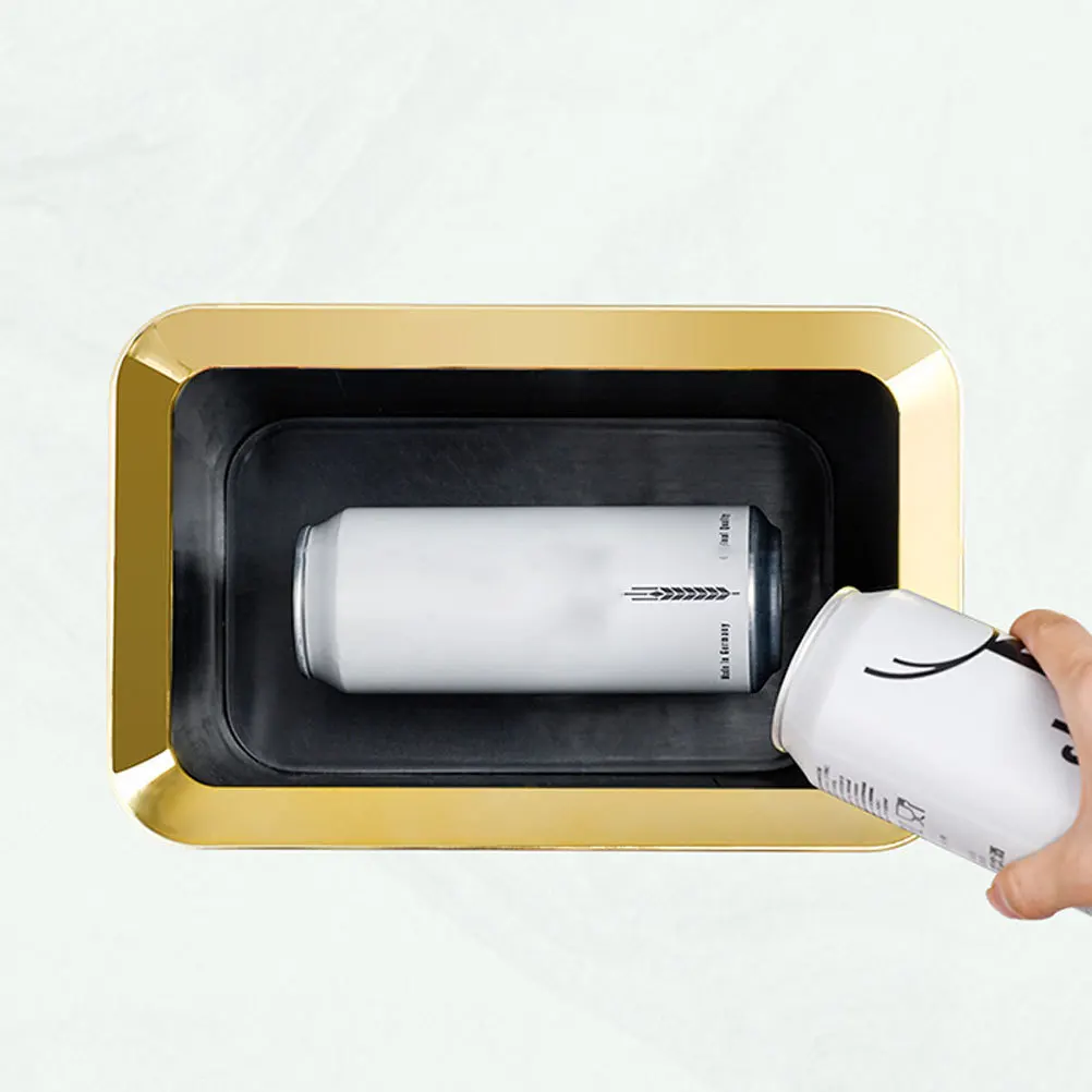 

Square Waste Container Nordic Style 10L Large Capacity Kitchen Bathroom Decorative Trash Can Anti-Slip Bottom Hidden Pocket