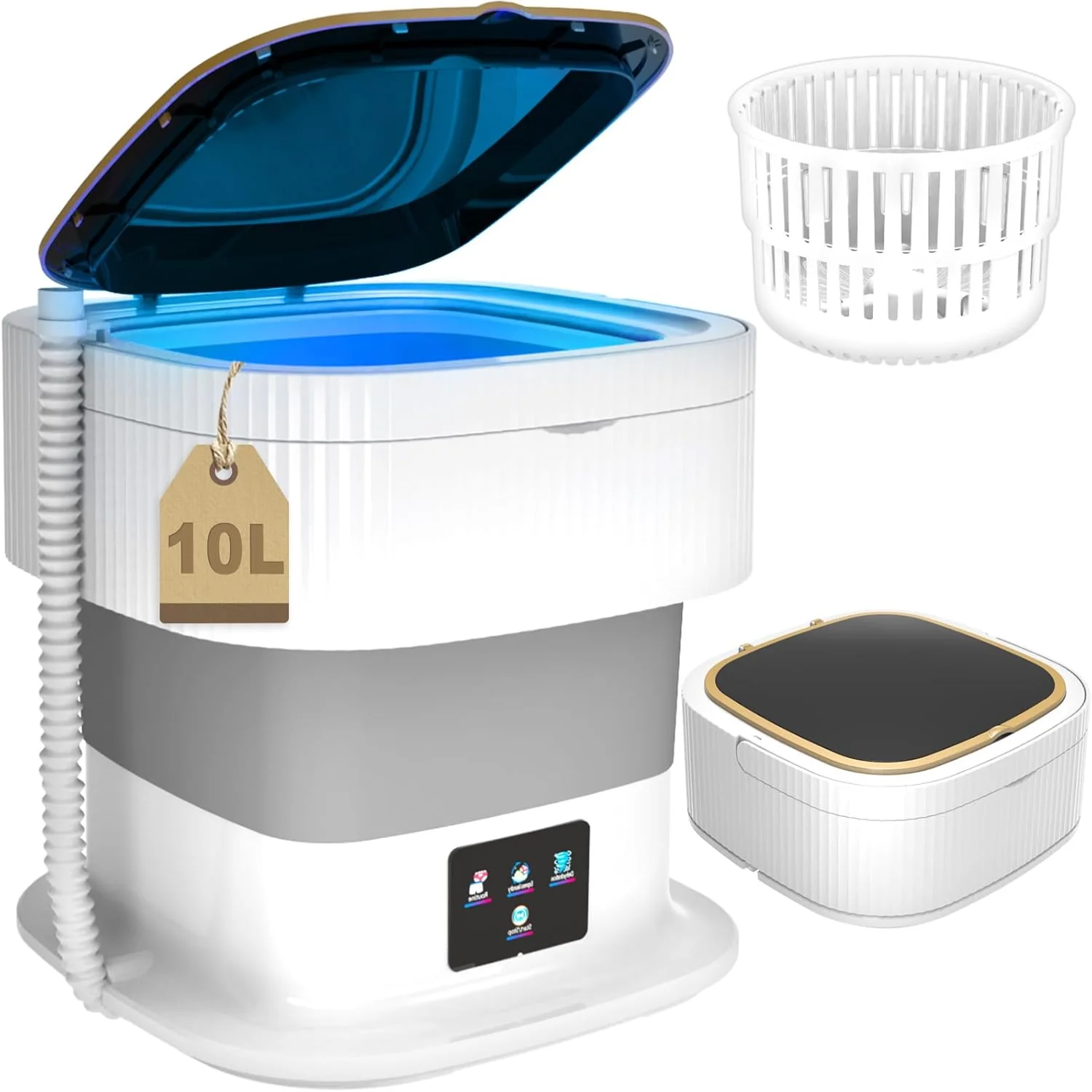 Portable Washing Machine, 10L  Washer and Dryer Foldable Washer Machine, Cleaning Small Washer, Bucket Laundry Machine with Deep