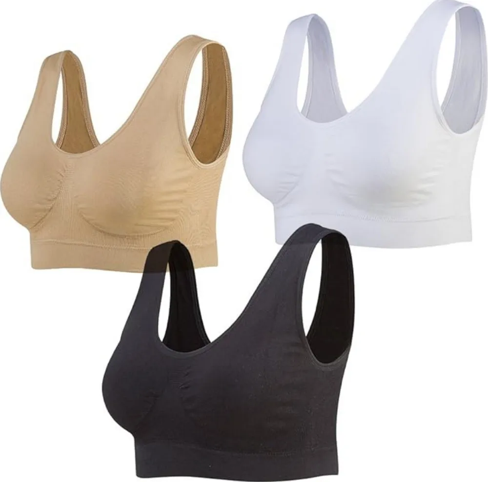 3pcs/Package Sports Bras for Women Seamless Wire-Free Bra with Removable Pads Super-Smooth Double-Layer Work Out Yoga