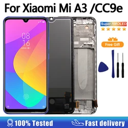 AMOLED dla Xiaomi Mi A3 CC9E Wymiana ekranu dotykowego LCD z ramką wyświetlacza dla Mi A3 M1906F9SH M1906F9SI Zespół wyświetlacza LCD