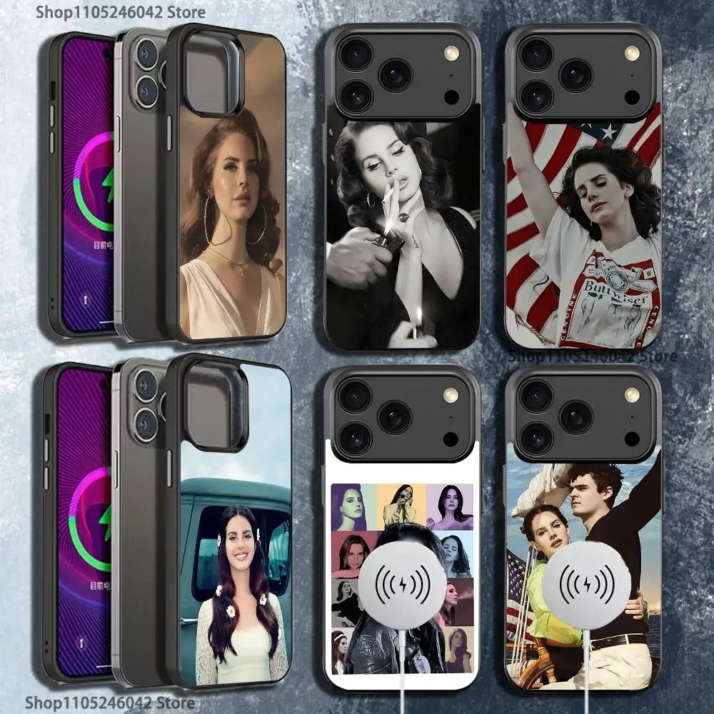 

Singer L-Lana Del Rey For iPhone 17,16,15,14,13,12,11,Pro,Max,Plus,Mini,SE4,E Black Phone Case Magnetic Wireless Charging