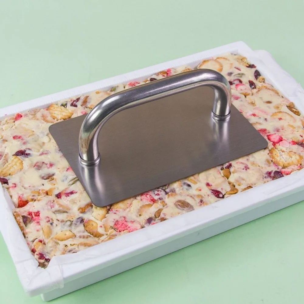 Stainless Steel Burger Patty Press Professional Rectangular Dough Compactor High-Grip Handle Snowflake Crisp Presser Cookies