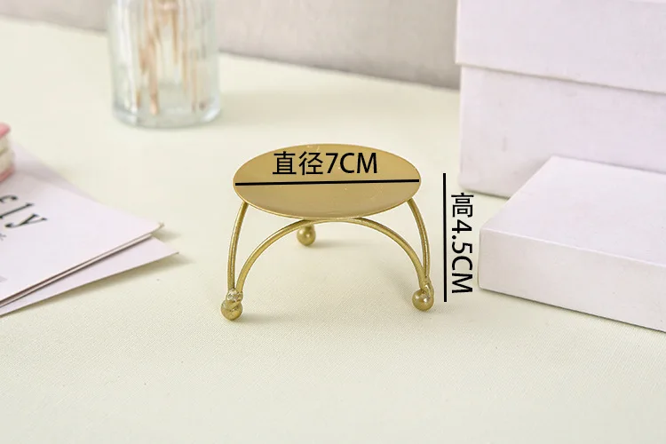 Gold Black American Style Candle Holder Candle Dish Small Candle Holder Iron Tray Holder Round Metal Wedding Props 1PC