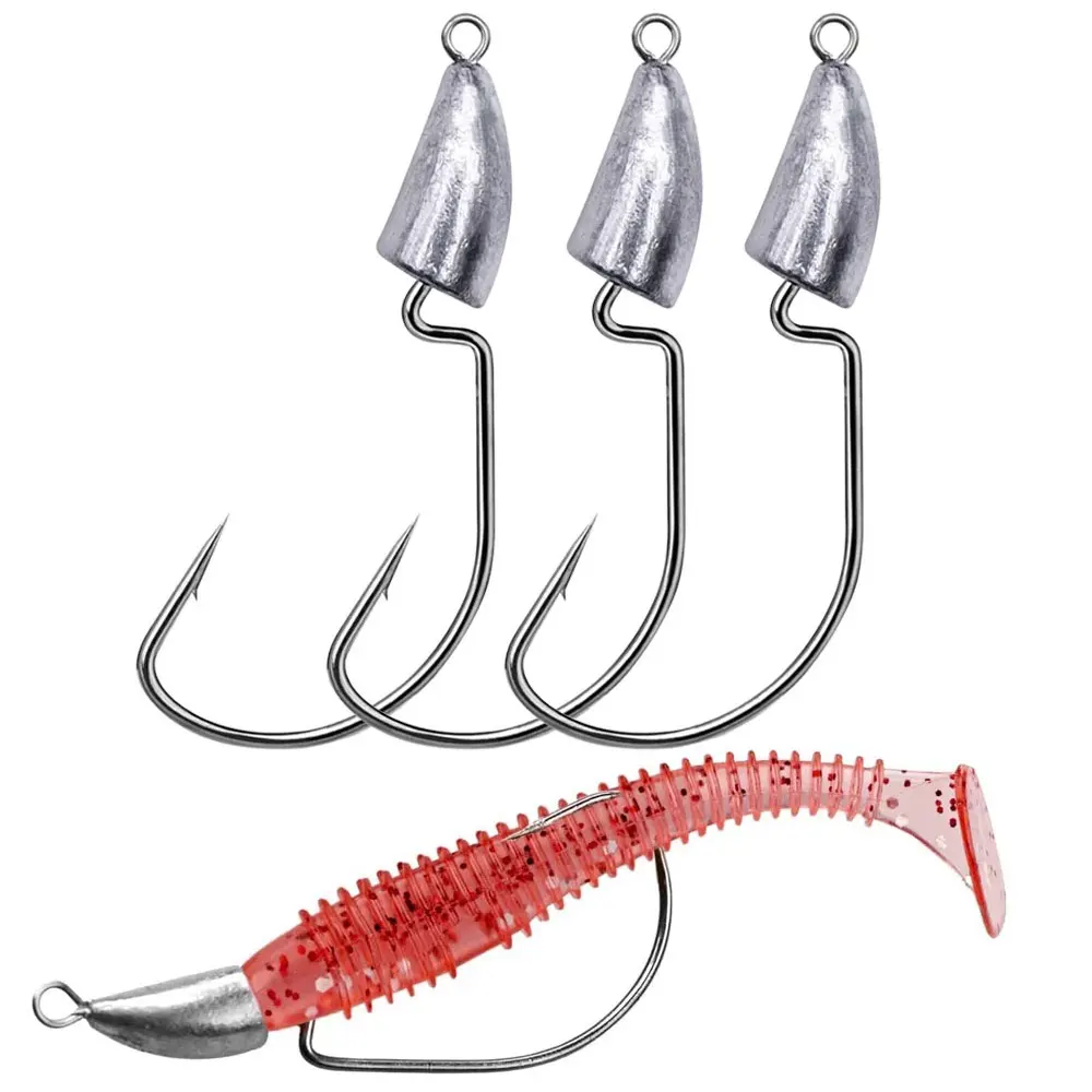 

5pcs Metal Jig Head Hooks 5g 7g 10g 14g Bullet Head Crank Fishhooks For Soft Lures Freshwater High Carbon Steel Offset Hooks