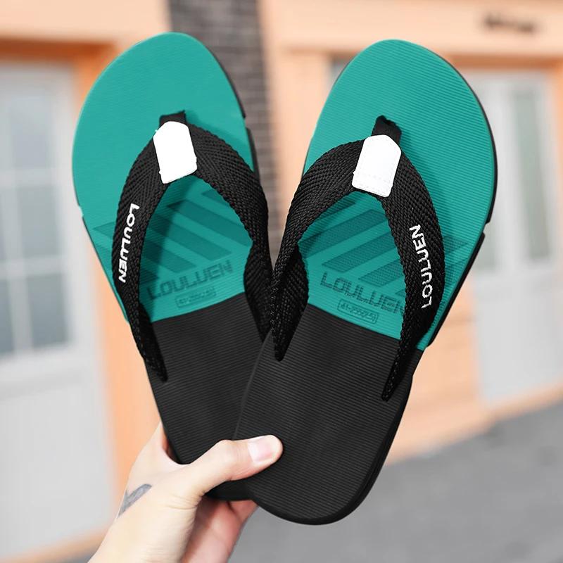 2023 High Quality Brand Fashion Men Flip Flops Summer Beach Flip Flops Men Casual Breathable Thicken Beach Men Slippers Outdoor