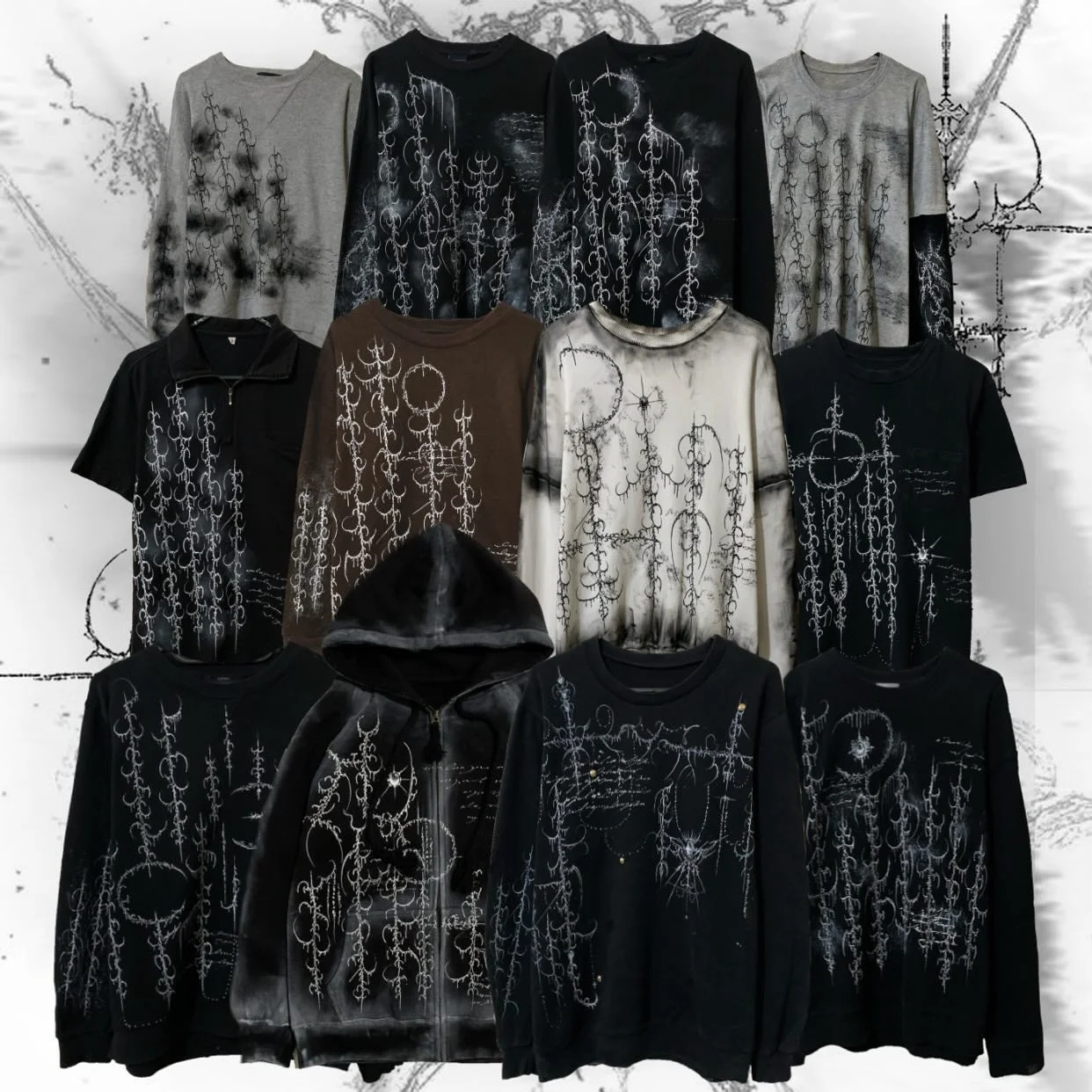 

Dark Gothic Style Long Sleeve Men Women Autumn Japanese Y2K Harajuku Stripe Fashion Leisure T-shirt Graffiti Hip Hop Tops