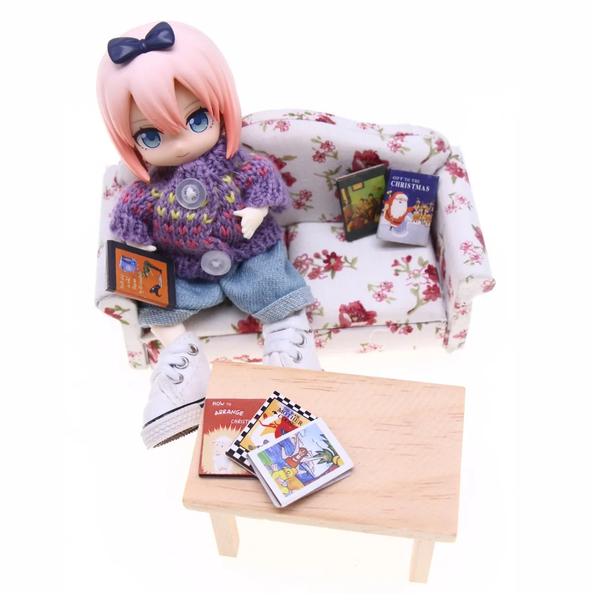 6Pcs Miniature Food Toys Comics Small Books Magazines Doll House Accessories Home Life Scenes Study Decorations Mini Model