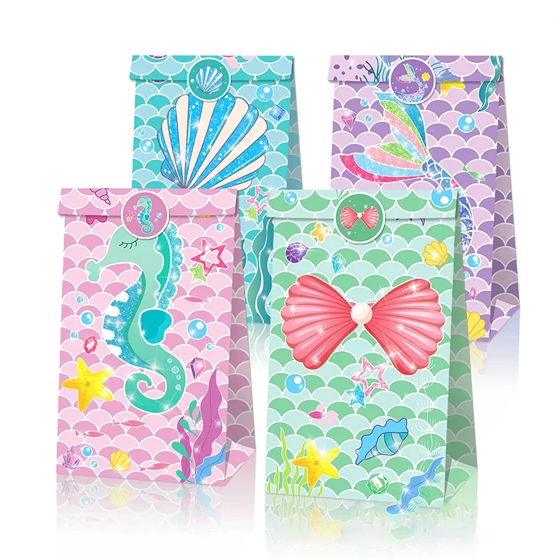 

Mermaid Party Gift Candy Bag Seahorse Starfish Shell Goldfish Ocean Creatures Under the Sea Party Girl One 1st Birthday Decor