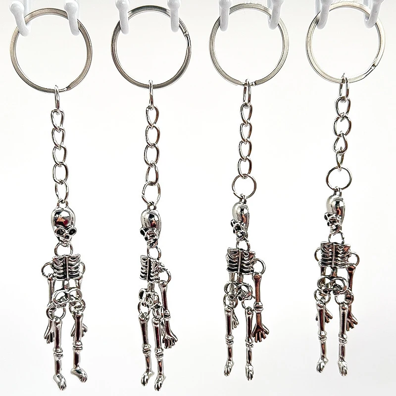 Jóias de halloween diy artesanato brinquedo pingente chaveiro ornamentos horror multi-articulado esqueleto chaveiro cabeça fantasma carro encantos
