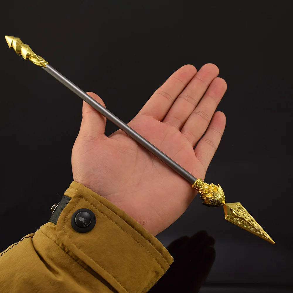 30cm/11.81in Nezha 2 애니메이션 영화 및 TV 주변 무기 모델 보라색 불꽃 뱀 창 화재 지적 총 금속 공예 장식품 선물