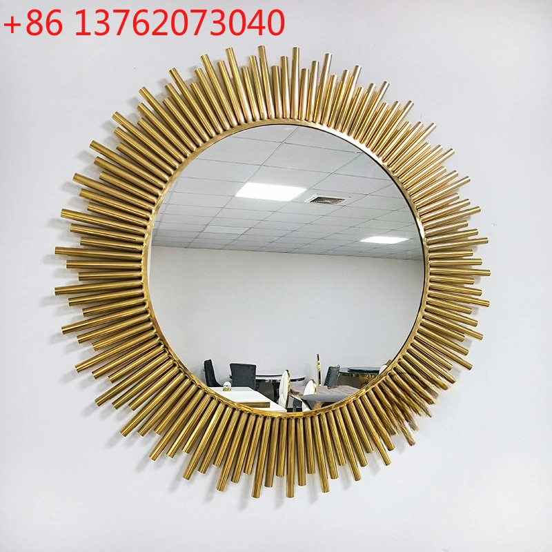 Decorative living room creative background wall wall hanging mirror dining side retro sun art entrance bathroom mirror