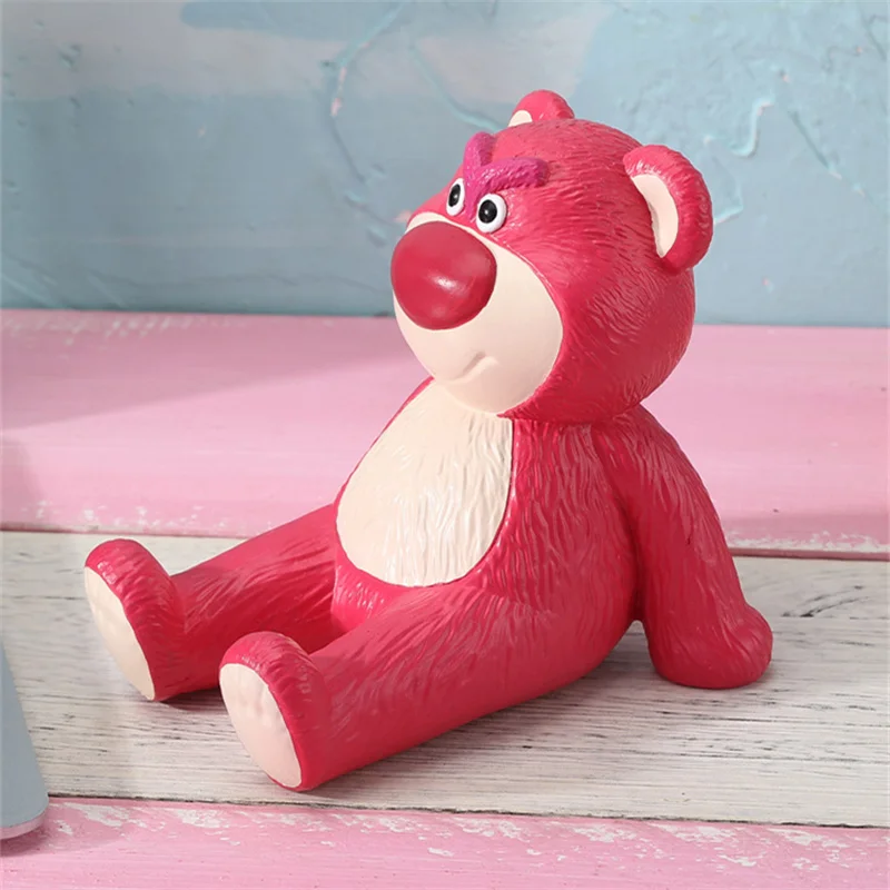 Anime Disney Toy Story Lotso Mobile Phone Holder Figurine Toy Animal Strawberry Bear Figure Desk Ornaments Model Toys Gift