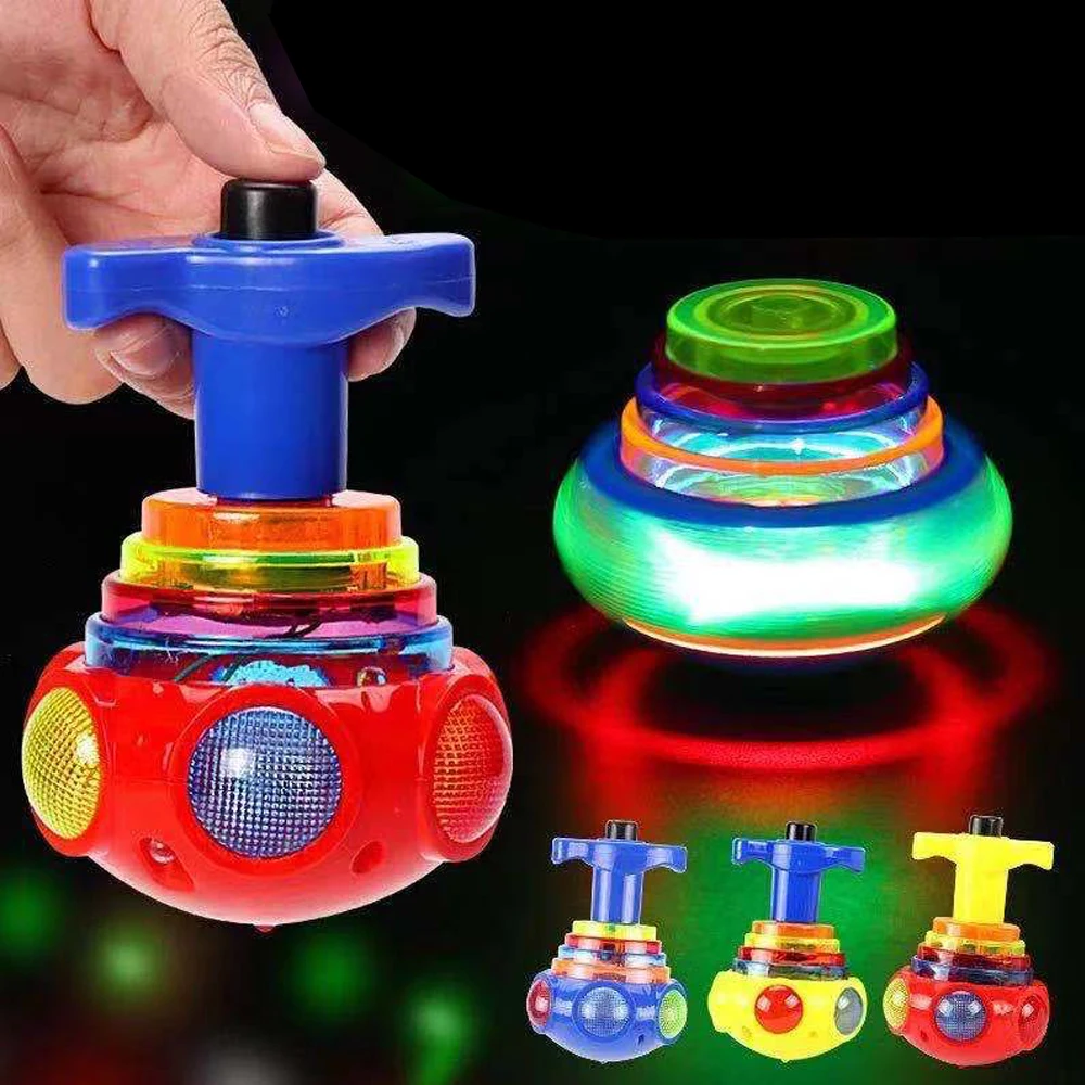 Bagged Round Luminous Toy Light Music Rotating Gyro Fidget Spinner Spinning Top Toys Random Color Children\'s Toys Kids Gifts