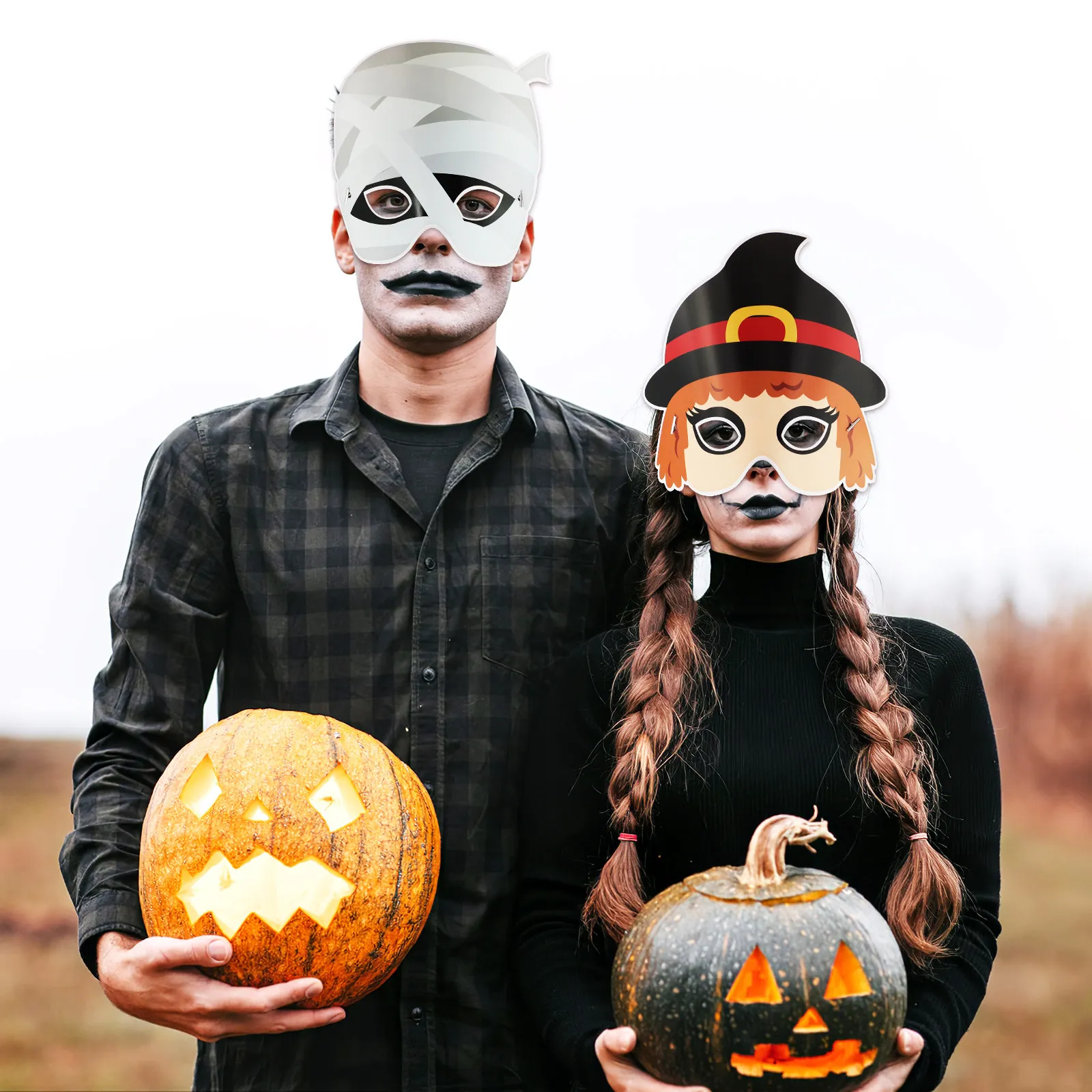 Halloween Masks 9 Piece Set Paper Cosplay Masquerade Face Masks for Carnival Festival Costume Party