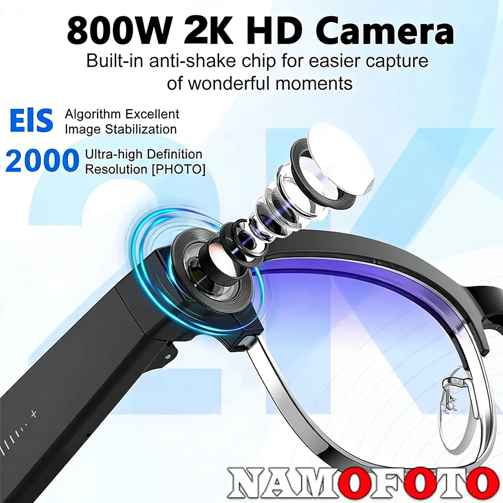 2026년형 새로운 AI 번역 스마트 안경 4GB 8MP 카메라 1080P 비디오 녹화 사진 인식 블루투스 통화 음악 남녀 공용 선글라스