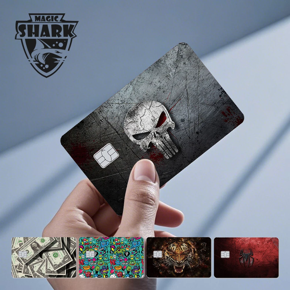 Magic Shark Bat Skull Graffiti Tiger PVC Soft Sticker Film Skin Cover for Debit Credit Card Waterproof