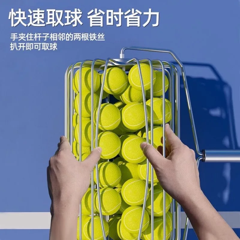 Stainless steel roller type tennis ball pickup portable tennis ball pickup artifact adjustable ball pickup equipment roller