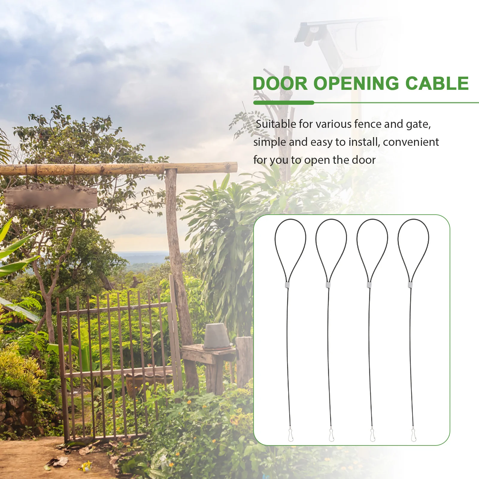 4 個のステンレス鋼ゲートラッチケーブルプル調節可能なドアラッチ木製金属フェンス用裏庭ガーデンゲートオープナーセキュリティ