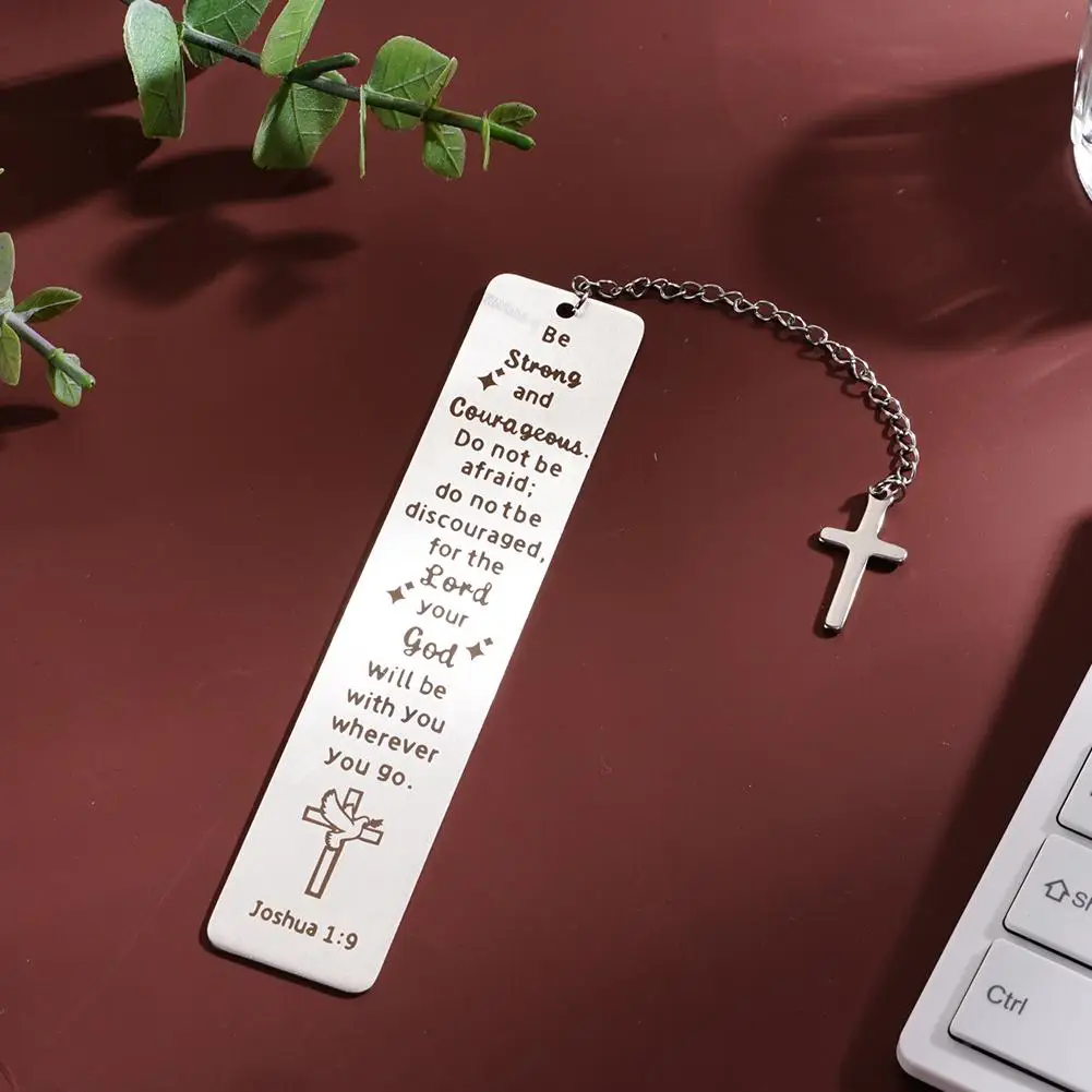 Creative Metal Bookmark With Cross Pendant Inspirational Mark Book Teacher's Day Book Reading Student Page Gifts Stationery W6U9