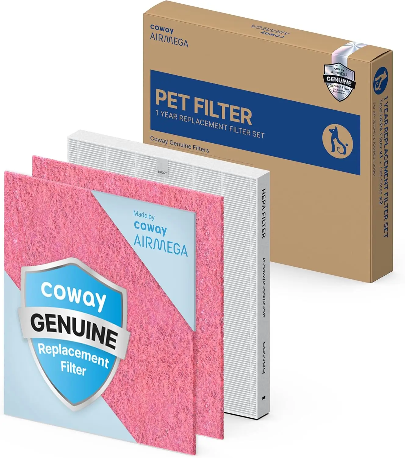 

AP-1512HH & 200M Air Purifier Replacement Filters, Pet Deodorization and HEPA Pack, Pink