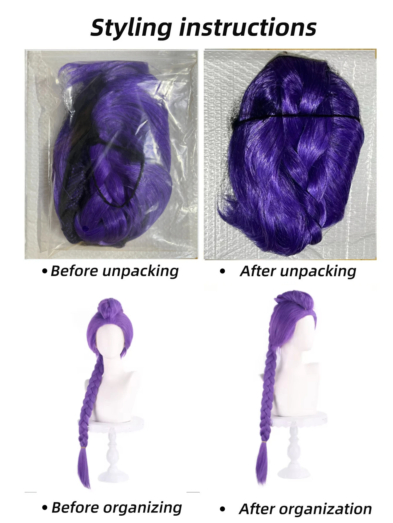 

Devil Hunter Purple black Red long hair Mira Rumi Zoe Kpop children girl Cosplay wig Halloween Cosplay prop