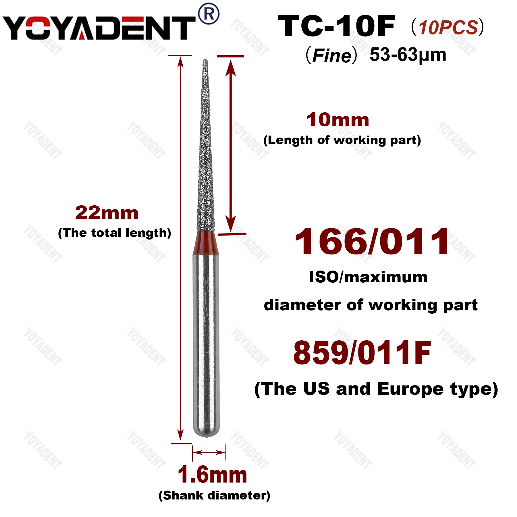 TC Type Fine/Extra Fine Dental Diamond Burs Dentistry Strawberries For High Speed Turbines Dentist Accessories 10Pcs/Pack